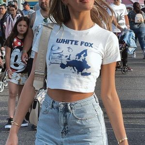 White fox double dare cropped tee off white